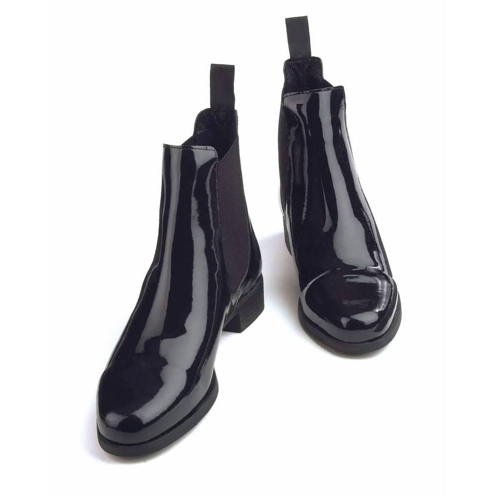 NEW OVATION women's finalist elastic side patent jodphur boots in black